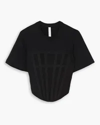 Dion Lee Cropped grosgrain-trimmed ribbed stretch-cotton jersey T-shirt - Black Black