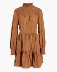 Veronica Beard Vigore tiered shirred shell mini dress - Brown Brown