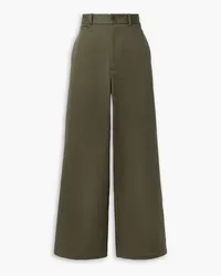 Nili Lotan Johan cotton-twill wide-leg pants - Green Green