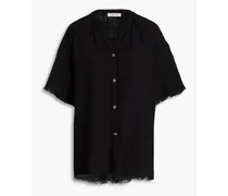 Mila cotton-crepon pajama top - Black