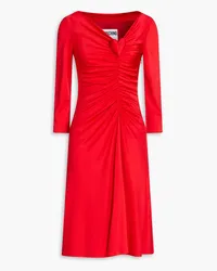 Moschino Appliquéd ruched satin-jersey dress - Red Red