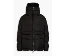 Printed quilted shell hooded down jacket - Black