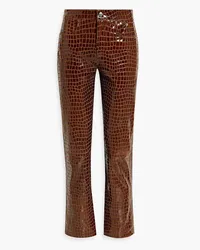 MUUBAA Glossed croc-effect leather straight-leg pants - Brown Brown