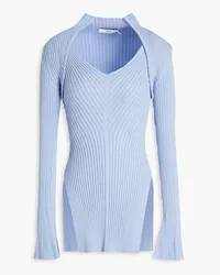 Safiyaa Nouvel ribbed-knit sweater and tank set - Blue Blue