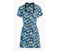 Floral-print silk-crepe mini dress - Blue