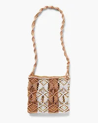 Ulla Johnson April bead-embellished striped macramé shoulder bag - Neutral Neutral