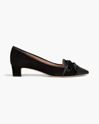 TOD'S Appliquéd suede and leather pumps - Black Black