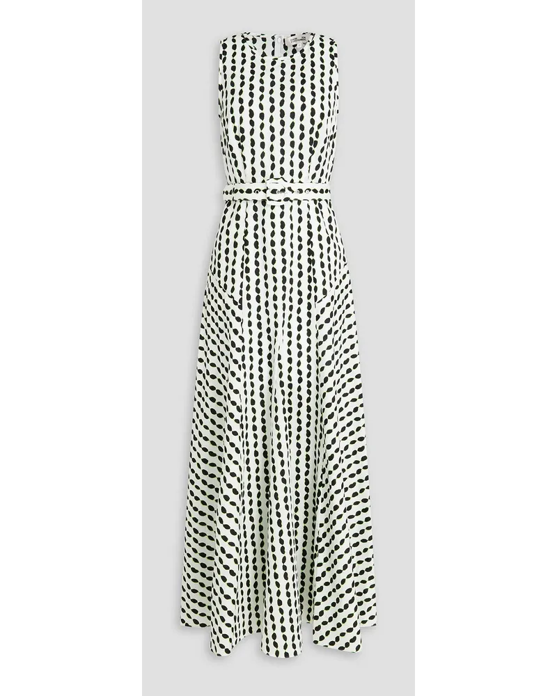 Diane von Furstenberg Elliot belted printed cotton and linen-blend maxi dress - White White