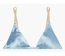 Silk-blend satin soft-cup triangle bra - Blue