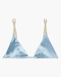 La Perla Silk-blend satin soft-cup triangle bra - Blue Blue