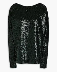 Alexandre Vauthier Tiger-print sequined tulle top - Green Green