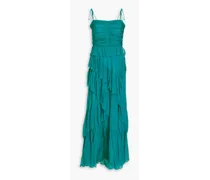 Aveline ruffled silk-crepon gown - Blue