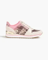 Michael Kors Snake-effect leather, suede and mesh sneakers - Animal print Animal