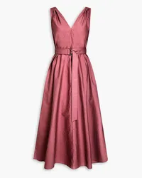 Brunello Cucinelli Belted gathered cotton-blend poplin midi dress - Pink Pink