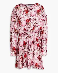 IRO Cedar draped printed fil coupé silk and cotton-blend mini dress - Pink Pink