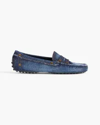 TOD'S Distressed denim loafers - Blue Blue