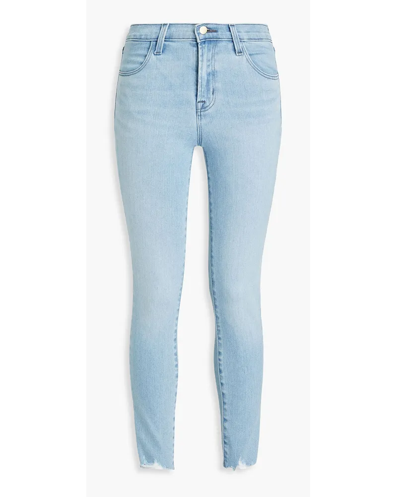Cropped faded mid-rise skinny jeans - Blue