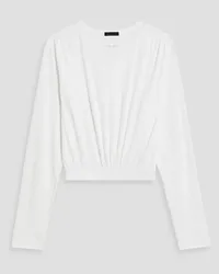 ATM Cropped gathered cotton-jersey top - White White