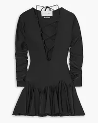 AZ FACTORY Ester Manas lace-up ruffled stretch-jersey mini dress - Black Black