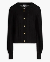 Ganni Cable-knit mohair-blend cardigan - Black Black