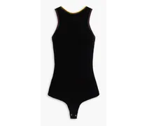 Cutout cotton-blend terry bodysuit - Black