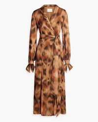 GALVAN Cabana printed crepon maxi wrap dress - Brown Brown