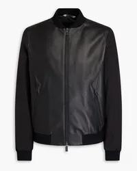 Canali Shell and leather bomber jacket - Black Black