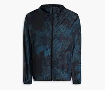 Printed shell hooded zip-up jacket - Blue