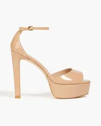 Stuart Weitzman Disco Platform patent-leather platform sandals - Neutral Neutral