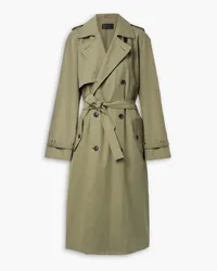 Nili Lotan Dion belted double-breasted cotton-blend gabardine trench coat - Green Green