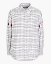 Thom Browne Striped checked cotton shirt - Gray Gray