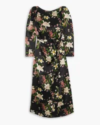 Reformation Cassis floral-print silk-satin midi wrap dress - Black Black