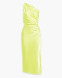 mason by michelle mason One-shoulder ruched silk-satin midi dress - Yellow Yellow