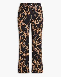 Ganni Betzy cropped printed high-rise bootcut jeans - Black Black