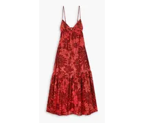 Anisha floral-print cotton-voile maxi dress - Red