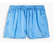 Ryan hammered-satin shorts - Blue