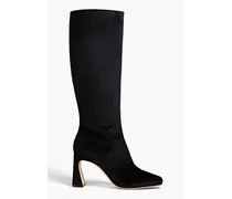 Velvet knee boots - Black