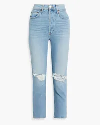 RE/DONE 90s cropped distressed high-rise skinny jeans - Blue Blue