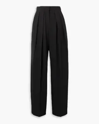 Stella McCartney Pleated stretch-twill straight-leg pants - Black Black