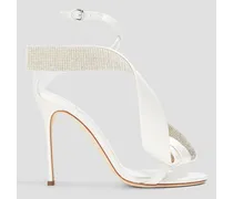 Embellished satin sandals - White
