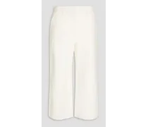 Cropped leather wide-leg pants - White