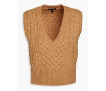 Elizabeth cable-knit wool, cotton and alpaca-blend vest - Brown