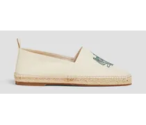 Embroidered canvas espadrilles - White