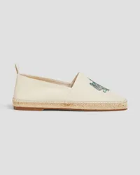 Kitsuné Embroidered canvas espadrilles - White White