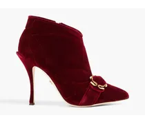 Embellished velvet ankle boots - Burgundy