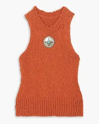 Fortela Luisa embellished cotton-blend bouclé tank - Orange Orange