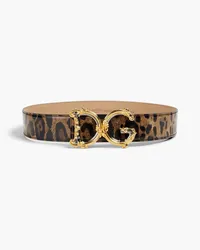 Dolce & Gabbana Embellished leopard-print patent-leather belt - Animal print Animal