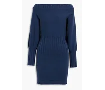 Jennifer off-the-shoulder knitted mini dress - Blue