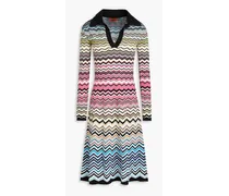 Cotton-blend crochet-knit dress - Black