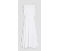 Cotton-blend poplin midi dress - White